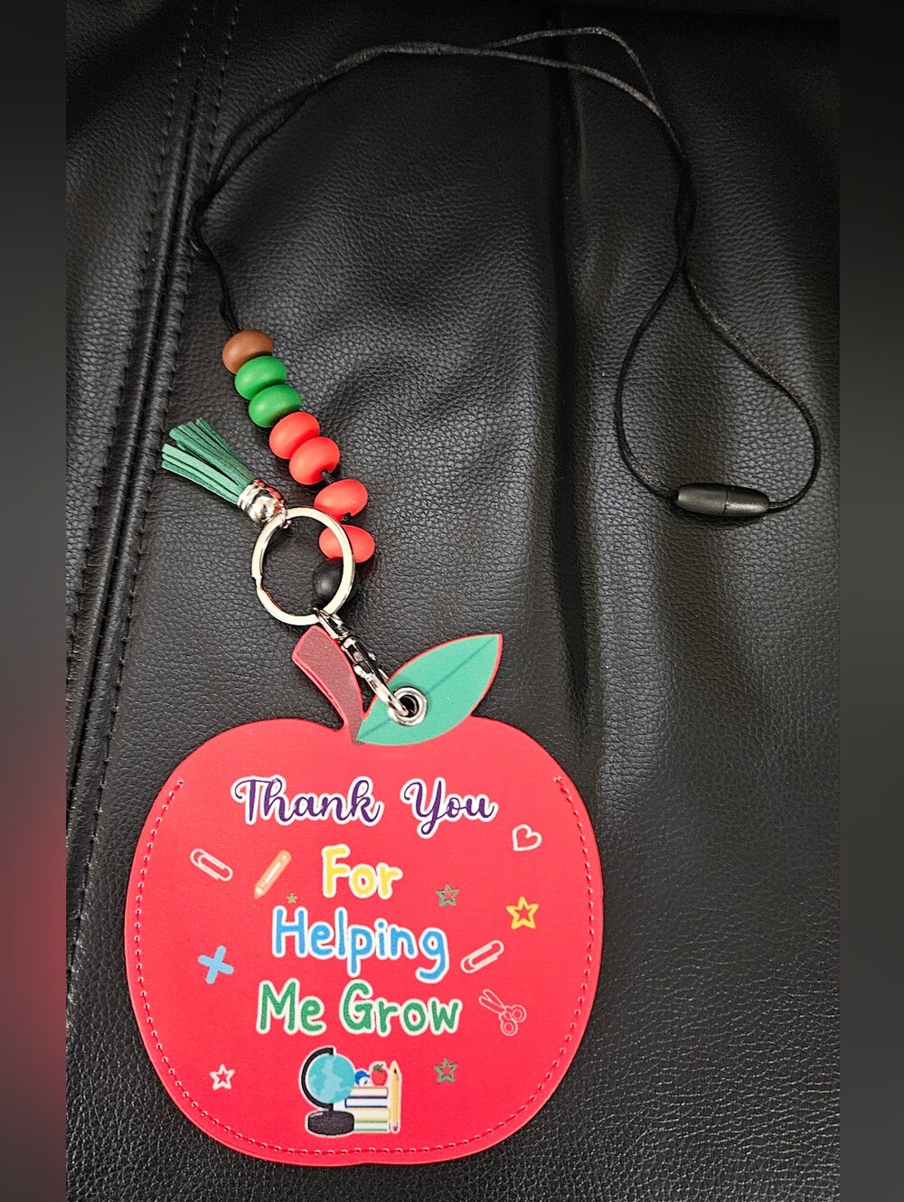 Thank You For Helping Me Grow Apple Lanyard  - Red